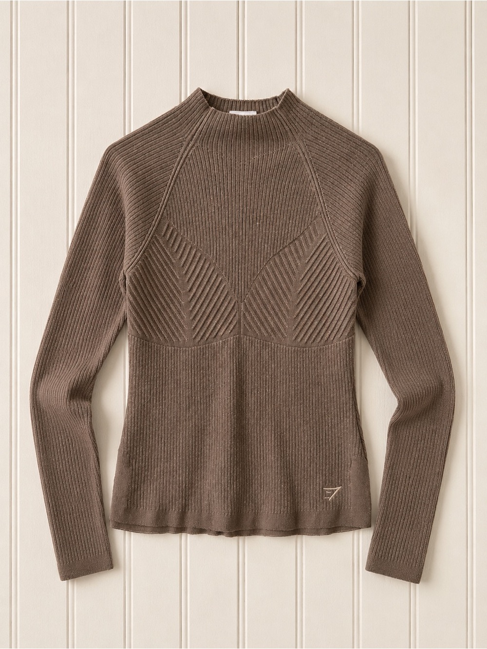 GymShark Ribbed Long Sleeve Top in Brown
